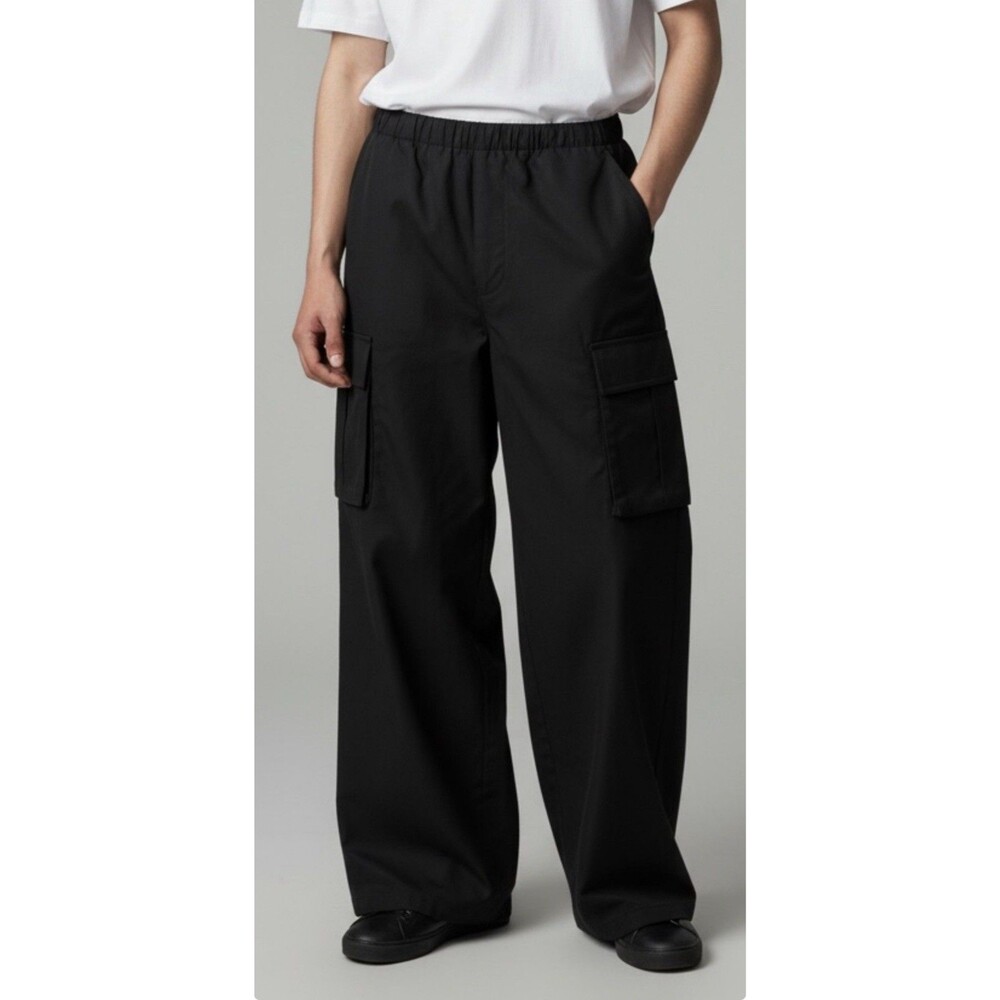 Cargo Pants Wide Leg Black Youth 14Y Elastic Waist